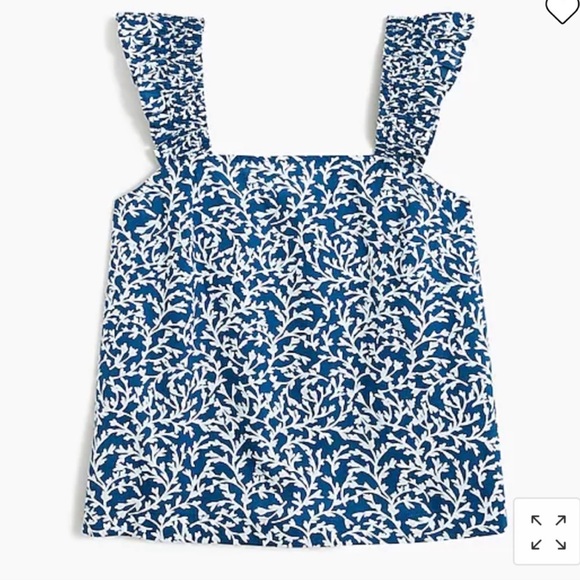 🆕️ J Crew Blue & White Top with Smocked Elastic Ruffle Straps. NWT - Picture 10 of 11